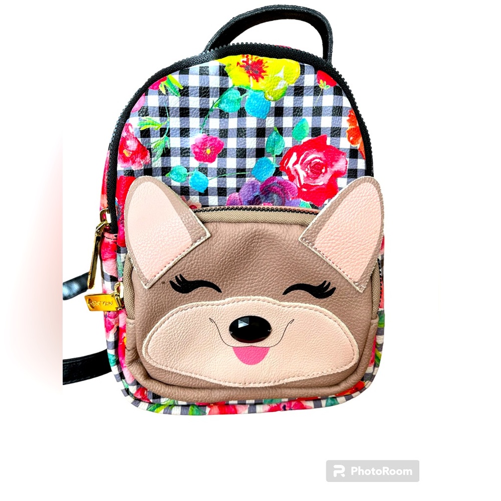 Betsey Johnson Kitsch Mini Backpack Bag Purse Dog Floral Corgi